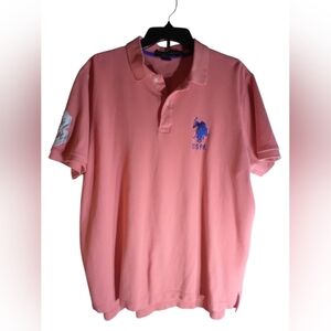 Us Polo 100 % Cotton Polo Shirt for Men Size L Coral Event Vacation Trip Cruise